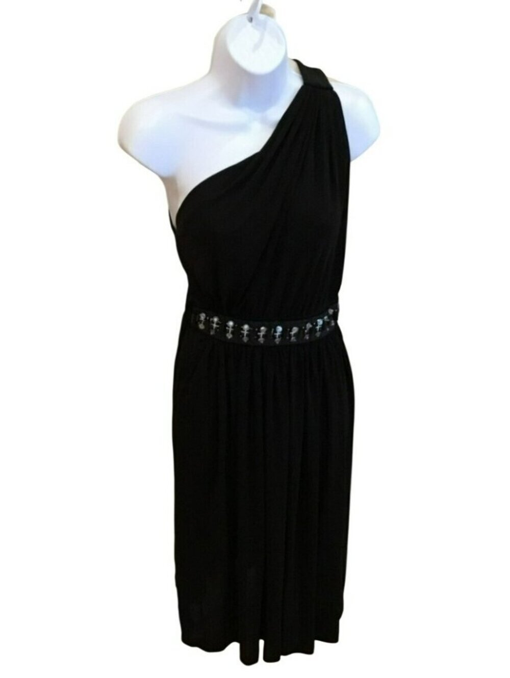 NWT Vtg 90's D&G Dolce and Gabbana 1 shoulder dress w/ beads & velvet Sz US 10